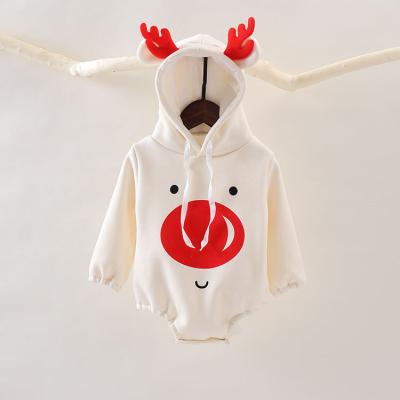 China Polyester/Cotton 2020 New Cute Newborn Baby Deer 3D Casual Clothes Set Long Sleeve Hooded Sweatshirts Romper +hairband Clothes Autumn Winter Wear 0-18m for sale