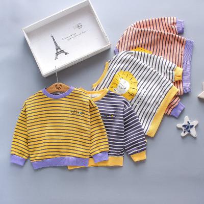 China Regular Toddler Girl Clothes Letter Striped Baby Boy Long Sleeve Sweatshirt Tops Spring Autumn Fashion Kids Sweater Baby Boy Clothes 0-24M for sale