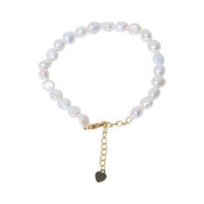 China Simple Design CLASSIC Gold Plated Baroque Freshwater Pearl Bracelet 7-8mm With Cheap Price for sale