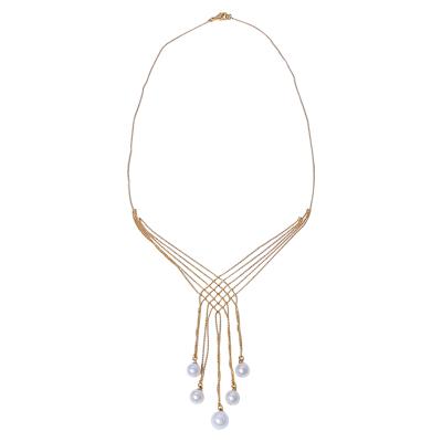 China Wholesale CLASSIC 2021 fashion design pearl gold plated necklace for girls for sale