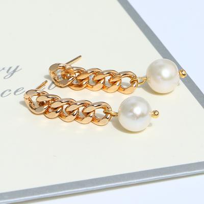 China 2020 CLASSIC Design Popular Freshwater Pearl Gold Plated Chandelier 7-8mm Earring Stud Jewelry Good for sale