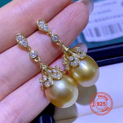 China Fashion New Fashion Genuine Jewelry 925 Sterling Silver Pearl Earring Mounting CZ For Women Hook Drop for sale