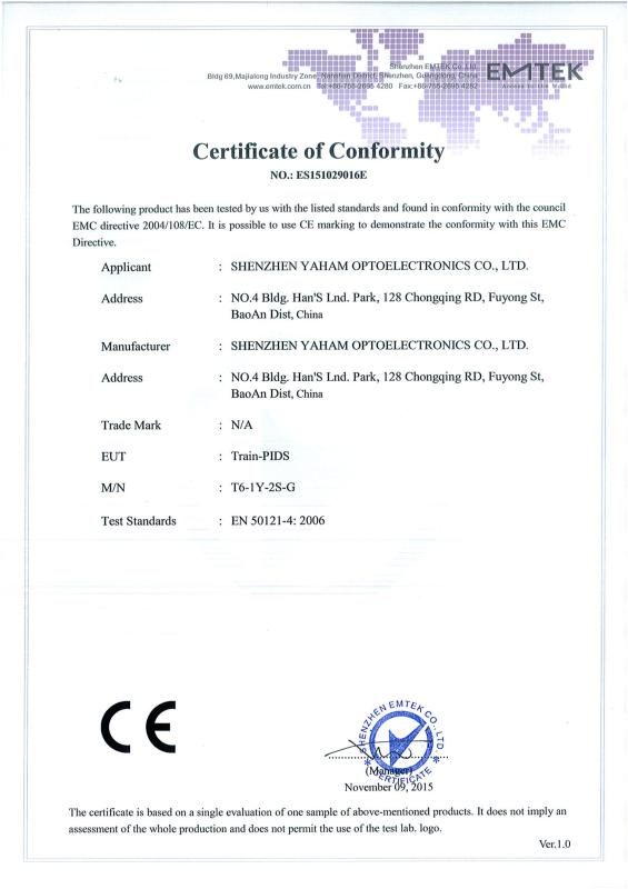 CE - Yaham Optoelectronics Co., Ltd.