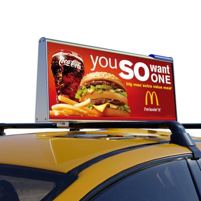 China P3.33 outdoor advertising taxi top led display double side 4G/wifi/GPS rooftop led screen for sale