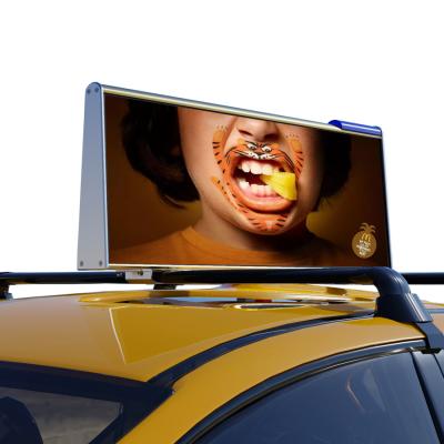 China outdoor taxi roof led display p2.5/p3.33/p4 double sided taxi top led display for advertising for sale