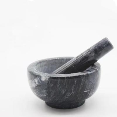 China Design Natural Black Marble Stone Mortar And Pestle Set For Kitchen Tableware for sale