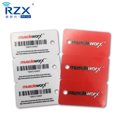 China Retail/Supermarket/Club/Gym Proximiity CMYK Printed Barcode Rfid Keytag/Serial Number Printed Combo Tag Card for sale