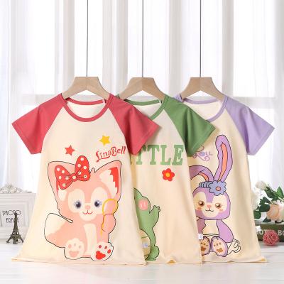 China 100% Cute Breathable Cotton Girl Night Sleep Wear Dress Cartoon Print Night Dresses Kids Summer for sale