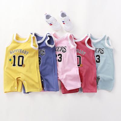 China Summer Sleeveless 100% Pure Cotton Onesies Infant Bodysuits Baby Clothes Beach Rompers for sale