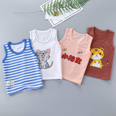 China Toddler Boy Kids 100% Cotton Top Vest Summer Baby Kids Cartoon Breathable Organic Tank for sale