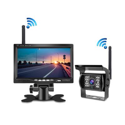 China 7 Inch LCD Monitor System Wireless Car Front And Rear Camera Wireless System Truck View Reverse Camera for sale