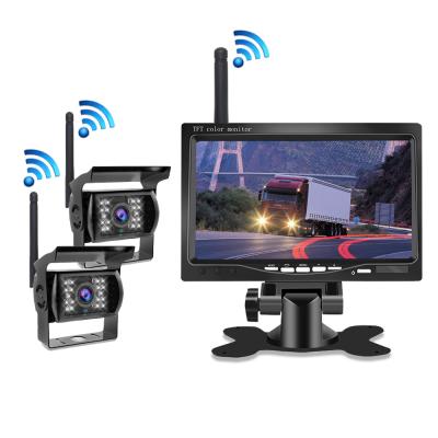 China Wireless Camera System 12v Wireless Truck Camera 7 Inch Digital Wireless Reverse Vehicle Monitor 2ch Car Camera Backup System Kit for sale