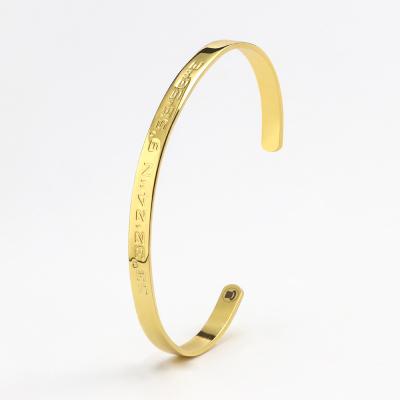 China Custom Women's Bracelet Luxury Jewelry Golden Logo Men's Bracelets & Bangles Girls Stainless Steel Wholesale CLASSIC C Shape for sale