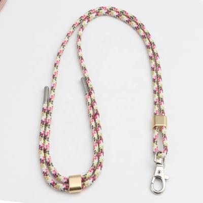 China 2022 new high quality polyester round phone cord with colorful metal ferret metal hook for hanging phone or cards for sale