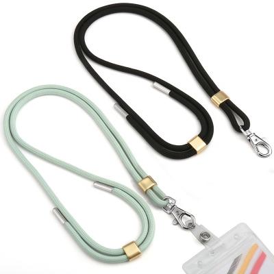 China 2022 New High Quality Polyester Round Phone Cord With Metal Ferret And Colorful Hook For Phone Hanging Cards for sale