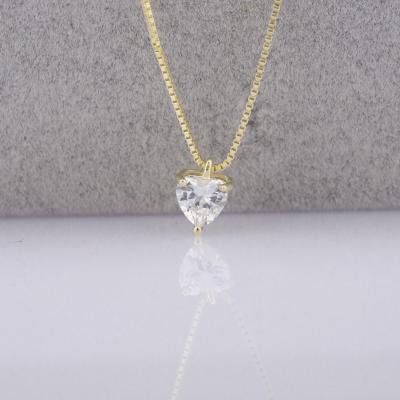 China TRENDY Fashion 14K Gold Plated 925 Sterling Silver Jewelry Heart Pendant Chain Necklace for sale