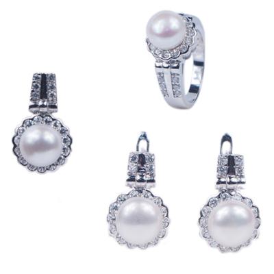 China JRL Engagement Cute Freshwater Pearl 925 Sterling Jewelry Set Wholesale for sale