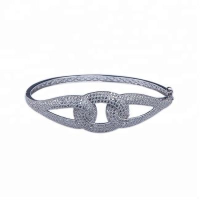 China Rhinestone Star Bangle Micro Pave EQ To Stone Antique Silver Bling Shiny Bangle Fashion Customer Logo Engravable Silver Bangle for sale