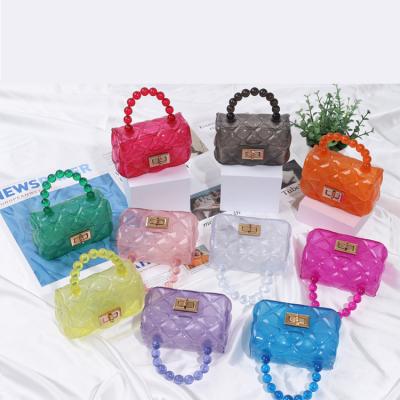 China 2021 Fashion Women's Jelly Purse Designer Clear Baby Girl's Waterproof Bags With Chain Shoulder Bags For Kids for sale