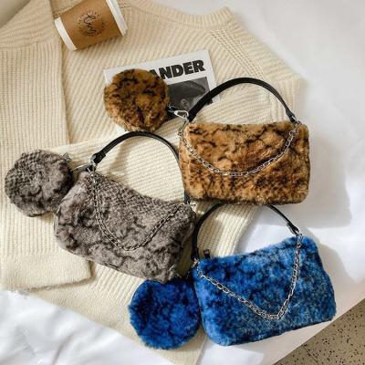 China Fashion Tote Bags Small Fur Bags for Women Fall/Mommy and Me Cute Winter Plush Handbags for Ladies 2021 for sale