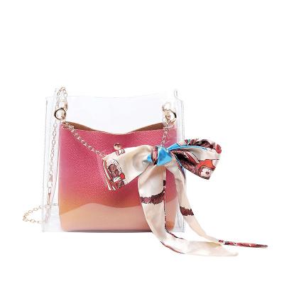 China High Quality Fashion Bag Luxury Transparent Small Handbags Fancy Bags For Ladies With Scarf - BG-1003 for sale