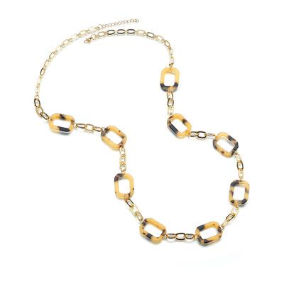 China 2020 Newest Fashion Acrylic Necklace Hiphop 2020 Newest Tortoiseshell Chain Necklace With Gold Plated Matal Adjustable Size Necklace For Girls for sale