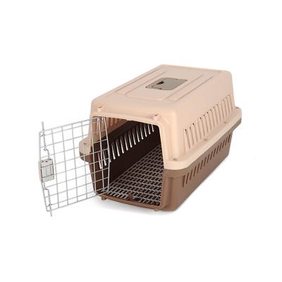 China Breathable Dog Cat Transport Cage Portable Pet Travel Carrier Pet Air Box Case Homes Plastic Pet Cage for sale