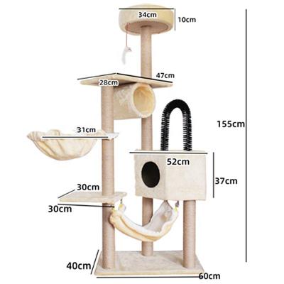 China High Quality Multifunctional Sisal Cat Tree Cat Tower Tree Ceiling Cat Tree Condo Viable Wholesale Manufacture Large for sale