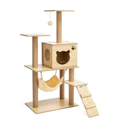 China Hot Selling High Quality Viable Pet Cat House Climbing Tree Wooden Modern Fashion Pat Tree Tower for sale