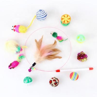 China Best Viable Selling Wholesale Catnip Toy Set Interactive Cat Toy Feather Tail Mouse for sale