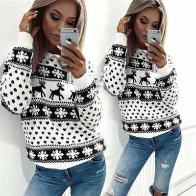 China Women's Christmas Fleece Warm Short Dress Breathable Winter Christmas Sweater Jacket Pullover Sweater for sale