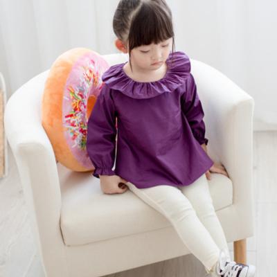 China Cute Toddler Girl Toddler Girl Spring Shirt Color Anti-Shrink White Blue Purple Blouses Long Sleeve Ruffle Tops Kids Clothes for sale