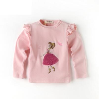 China Autumn Spring Long Sleeve T-shirt Children's Lower Girls Soft Pink Girls Anti-Shrink Children Pattern Embroidery Shirt for sale