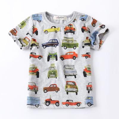 China 2-10Y Children's Cars Anti-Shrink Printed T-shirt Boys T-shirt Baby Clothing Little Boy Summer Shirt Tees Designer Cotton Cartoon for sale