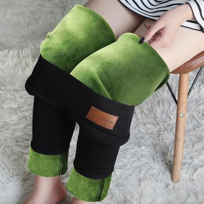 China Solid Color Women Winter Legging Velvet Gaiters Pants Waterproof Warm Waist Comfy Keep Warm Stretchy Legging for sale