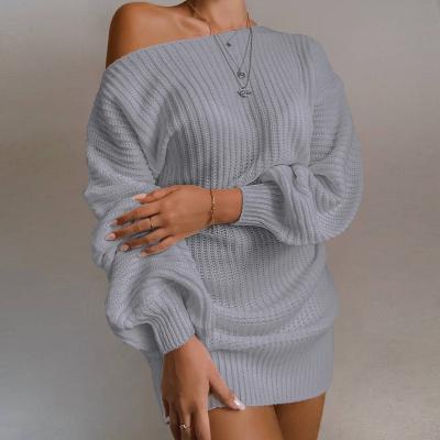 China Breathable Off Shoulder Women's Chunky Knit Pullover Sweater Long Sleeve Casual Outfits for sale