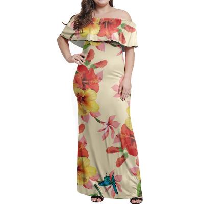 China Anti-Static Summer Dress 2021 Beach Women Ruffles Short Sleeve Maxi Long Plus Size S-7XL for sale