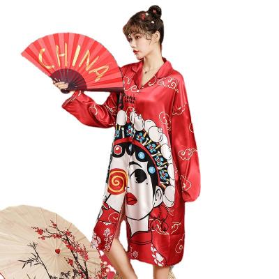 China Breathable sleepwear 2021 new design nightgown pajamas pajamas suits women's sleepwear like satin silk for sale