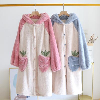 China High Quality Cute Breathable Soft Plush Kimono Thick Fleece Kimono Thick Flannel Robe Ladies Sleepwear Bathrobe Sleepwear Thick for sale