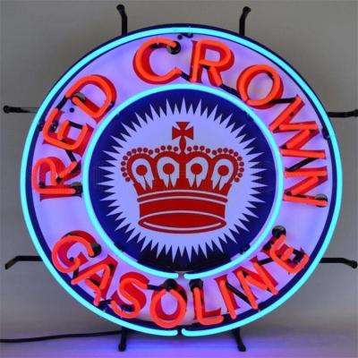 China Metal frame and neon tube no moq drop real factory price china crown gasoline shipping red neon sign advertising garage wholesale custom glass for sale