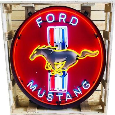 China metal frame and neon tube no moq drop custom shipping garage sign mustang neon sign light china wholesale factory price real glass advertising for sale