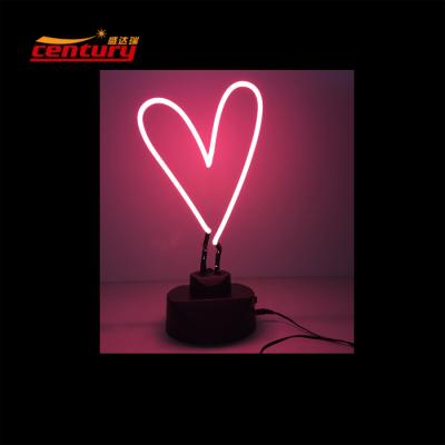 China USB Or Battery Heart Light Up USB Batteries Sculpture Neon Desk Lamp for sale