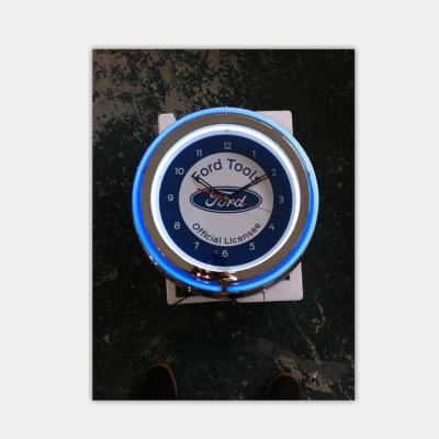 China Wholesale Custom Factory Price PVC Porcelain Neon Rings Double Wall Clock for sale