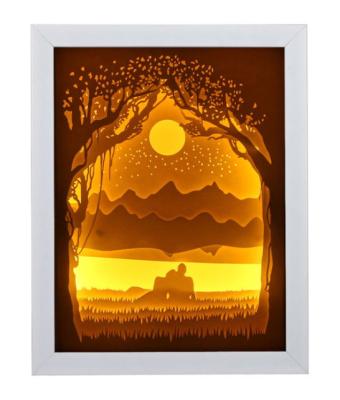 China Home Decoration Mood Light ABS Frame Decorative Papercut 3D Shadow Box Led Light for sale