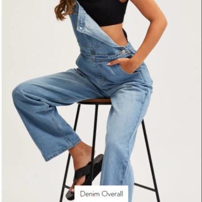 China New Style Jeans Denim Overalls Breathable Women Pockets Button Loose Full Length Overalls For Women Custom Made for sale