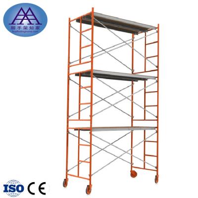 China Yellow painted steel frame scaffolding ladder H ladder platform ladder frame steel tower CE standard engineering construction steel frame scaffolding for sale