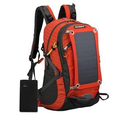 China Professional solar panel mountaineering bag solar sports backpack charging backpack with 10000mah rechargeable battery riding backpack for sale