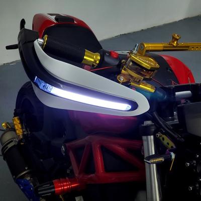 China Universal ABS Motorcycle Brake Hand Guards Handlebar Protector Handguard With LED Light Clutch Hand Lever Guard for sale