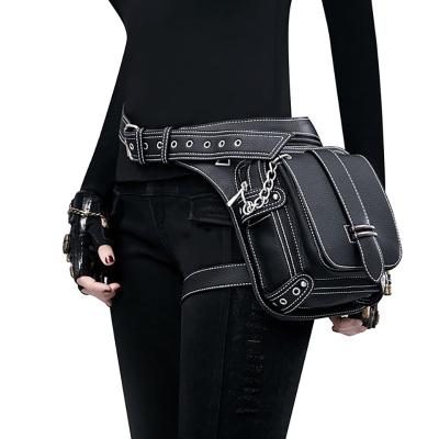 China Water Proof Woman Motorcycle Hip Leg Belt Steam PunkPack Waist Bags Gothic PU Leather Pack Leg Bag for sale