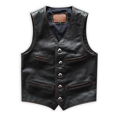 China Wholesale Custom High Quality Men's Black Leather Vest Motorcycle PU Waterproof for sale